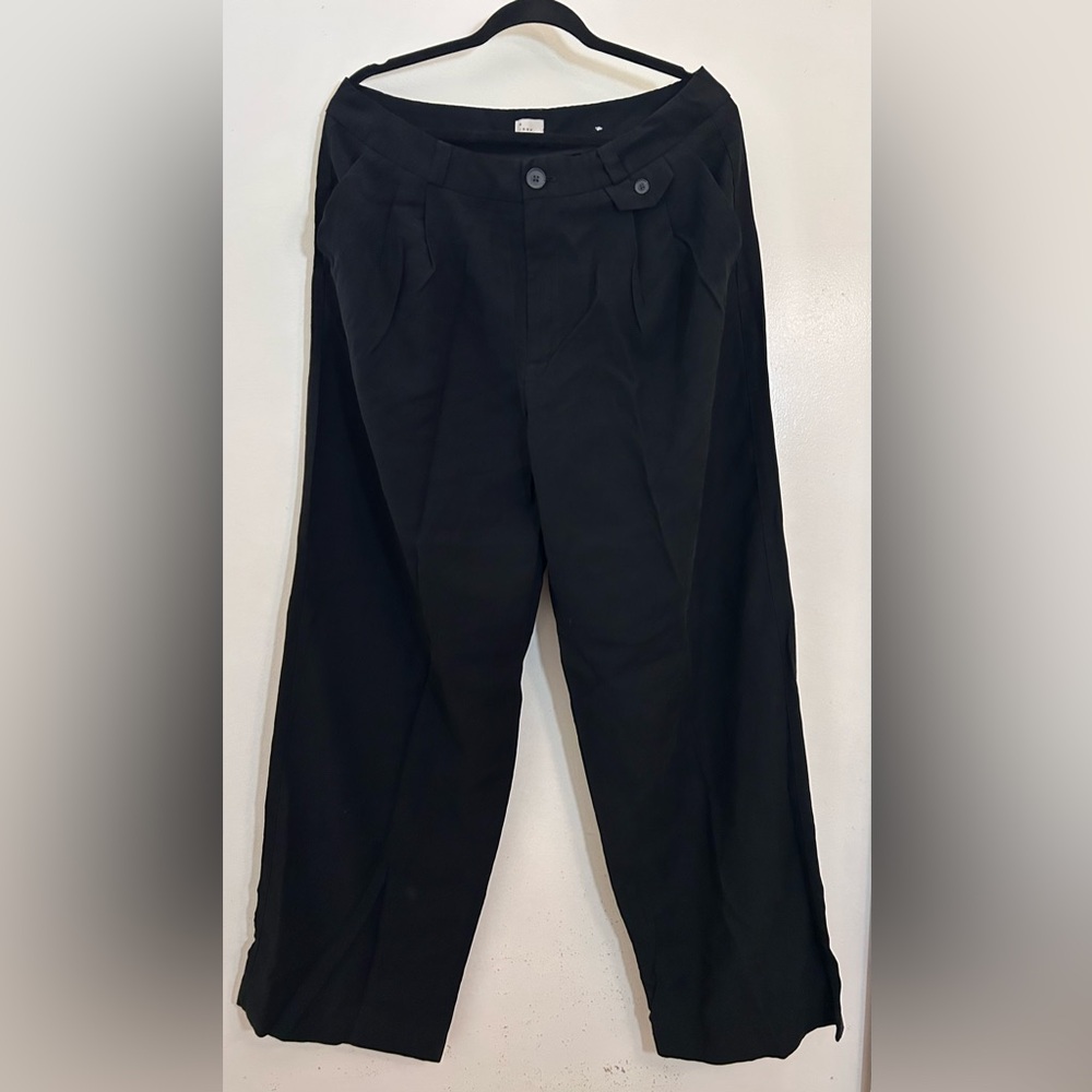 A New Day Pants Women's Size 12 Black Straight Leg Wide Loose Rayon 30” Inseam